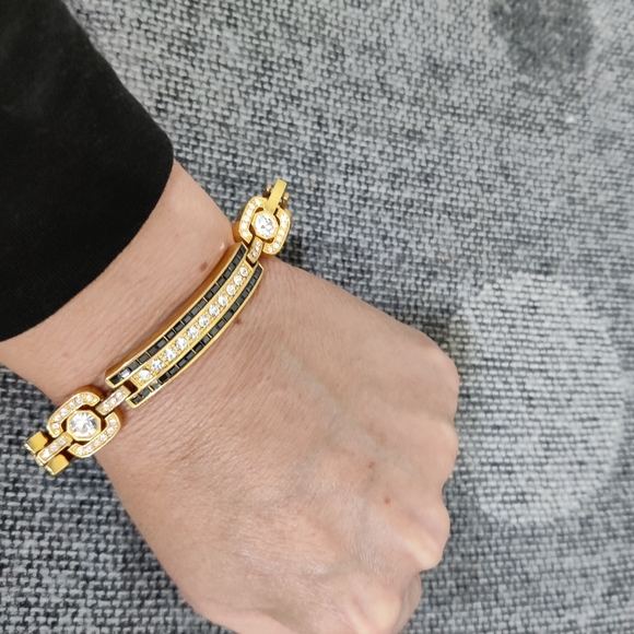 JBK Jackie Kennedy Camrose Kross Rhinestone Bracelet Gold Tone - Picture 7 of 9